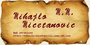 Mihajlo Mičetanović vizit kartica